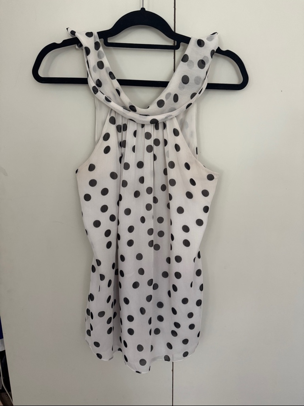 WHBM White Polka Dot Sleeveless Blouse